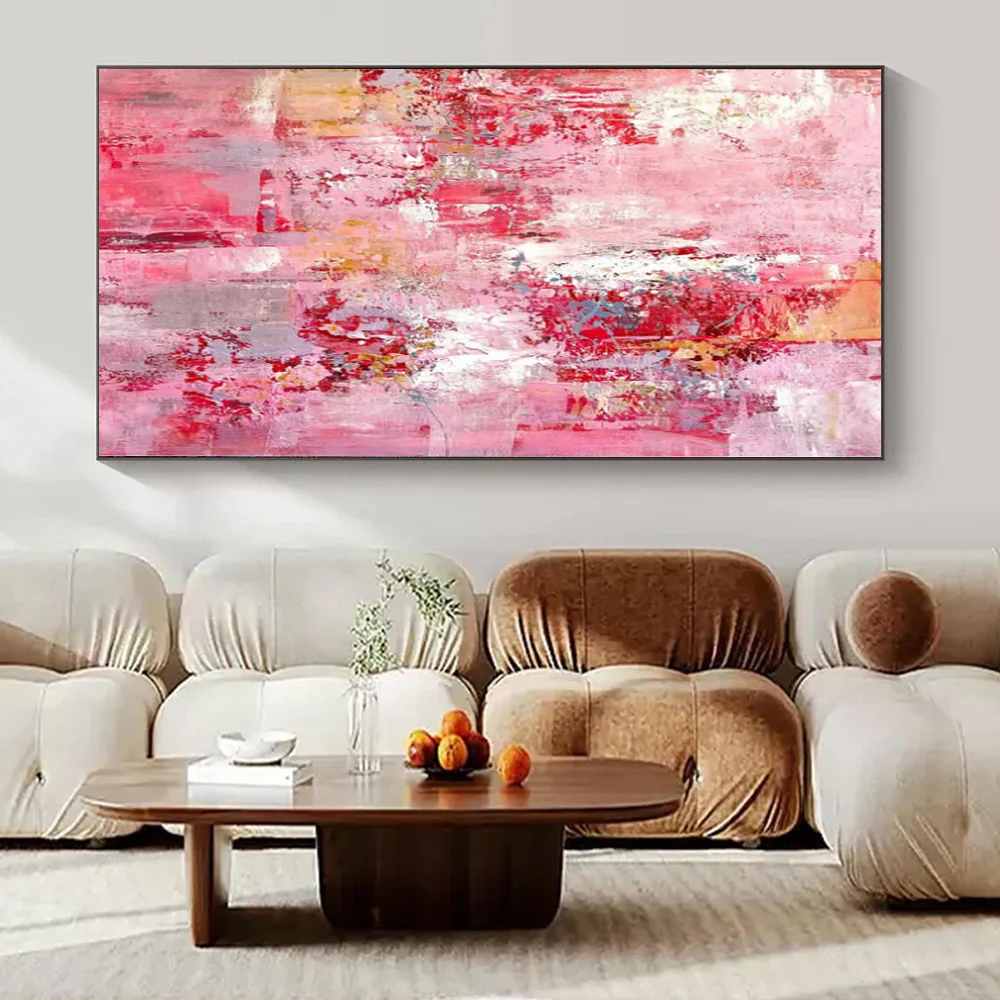 Pink Handmade Textured Living Abstract Artwork YFTK8